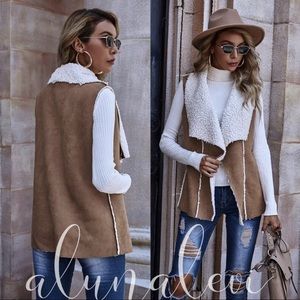 Aluna Levi Tan and Cream Vest